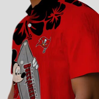 Tampa Bay Buccaneers Surfing Mickey Red Hawaiian Shirt, NFL Team Aloha Shirt for Fans