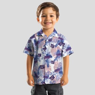 New York Giants Beach Hawaiian Shirt, Palm Leaf Blue White NFL Apparel