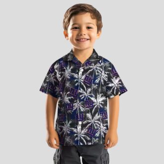 NFL Fans New York Giants Palm Hawaiian Shirt - Blue & Black Aloha Style