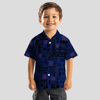 NFL New York Giants Patchwork Hawaiian Shirt, Blue & Black Summer Apparel