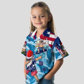 NFL New York Giants Surfing Santa Aloha Shirt, Holiday Beach Party Hawaiian Outfit