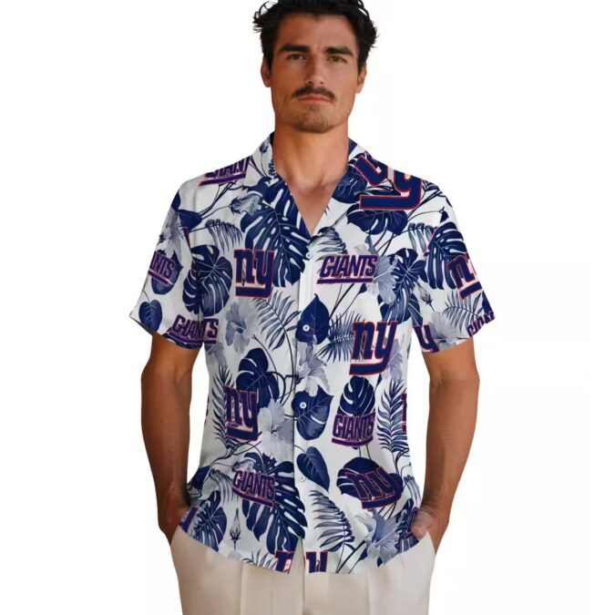 NFL New York Giants Tropical Hawaiian Shirt, Blue White Floral Vacation Apparel