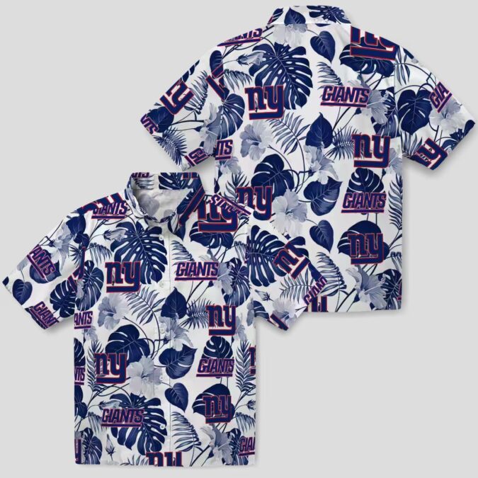 NFL New York Giants Tropical Hawaiian Shirt, Blue White Floral Vacation Apparel