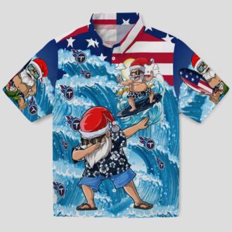 Tennessee Titans Surfing Santa Blue Hawaiian Shirt, NFL Fan Holiday Apparel