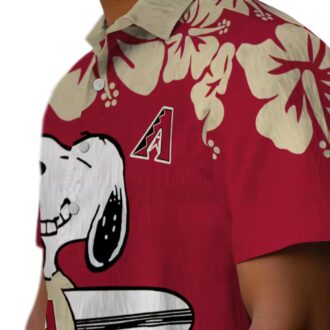 Arizona Diamondbacks Snoopy Surf Hawaiian Shirt, Red White Tropical MLB Aloha Shirt for Fans