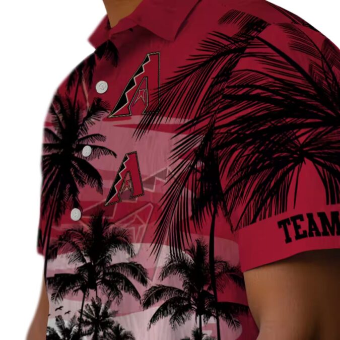 Arizona Diamondbacks Sunset Scene Hawaiian Shirt – Red & Black Tropical Button Up Shirt