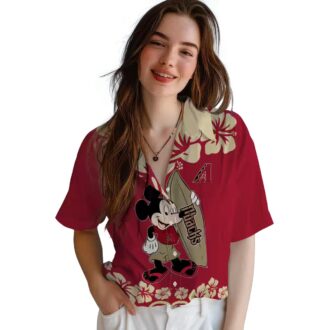 Arizona Diamondbacks Surfing Mickey Aloha Shirt, Tropical Red Hawaiian MLB Apparel