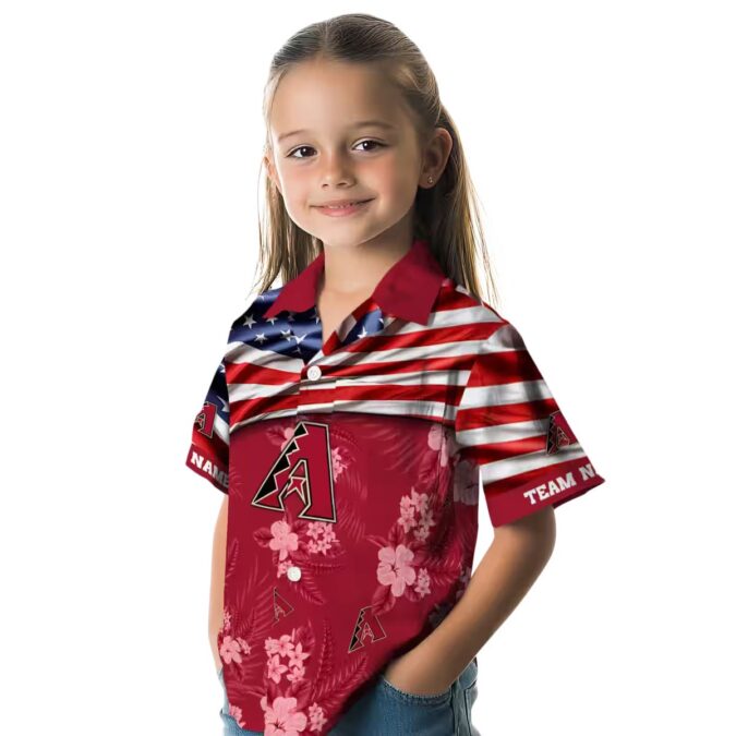Arizona Diamondbacks US Flag Red Hawaiian Shirt, Tropical Hibiscus MLB Apparel