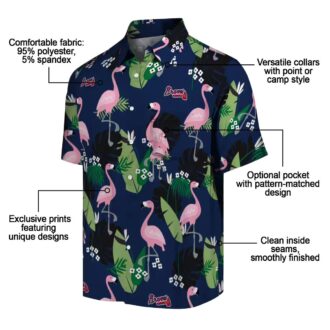 Atlanta Braves Flamingo Leaf Hawaiian Shirt - Navy Tropical Aloha Style