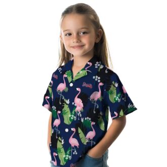 Atlanta Braves Flamingo Leaf Hawaiian Shirt - Navy Tropical Aloha Style