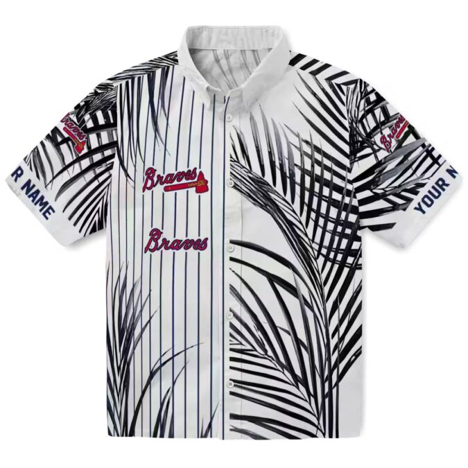 Atlanta Braves Palm Stripes Hawaiian Shirt – Navy, Black & White MLB Beachwear