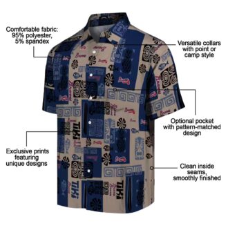 Atlanta Braves Tribal Symbols Navy Hawaiian Beach Shirt - Summer MLB Fan Apparel