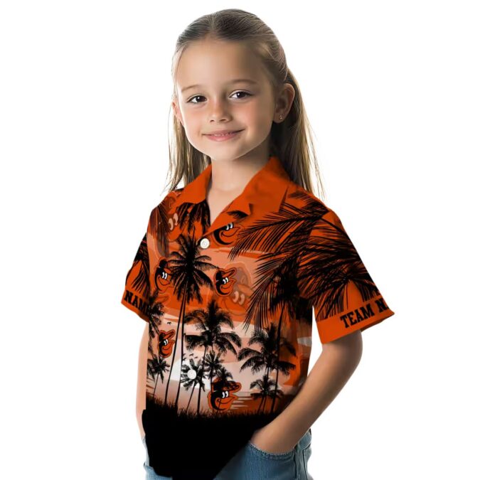 Custom Baltimore Orioles Sunset Aloha Hawaiian Shirt – Orange & Black MLB Beach Shirt for Fans