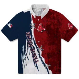 Boston Red Sox Edgy Streaks Hawaiian Shirt – MLB Team Logo & Tropical Aloha Design for Fans