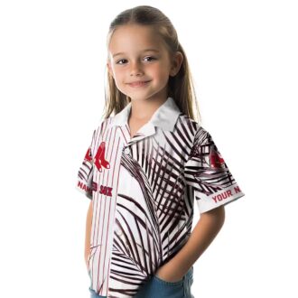 Boston Red Sox Palm Striped Hawaiian Shirt - MLB Team Tropical Summer Shirt