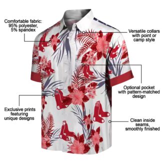 Boston Red Sox Patriotic Hibiscus Hawaiian Shirt - Perfect for Summer & 4th of July