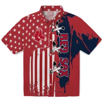 Boston Red Sox Stitched Flag US Hawaiian Shirt – Tropical MLB Team Summer Shirt