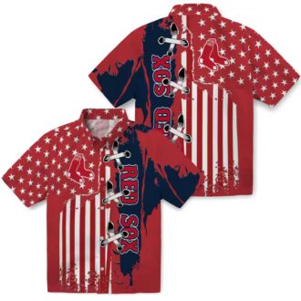 Boston Red Sox Stitched Flag US Hawaiian Shirt – Tropical MLB Team Summer Shirt