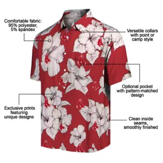 Boston Red Sox Tropical Hibiscus Blooms Hawaiian Shirt - Red White Floral Pattern