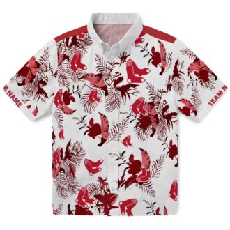 Exclusive MLB Boston Red Sox Hawaiian Shirt – Red & White Botanical Beachwear for Fans