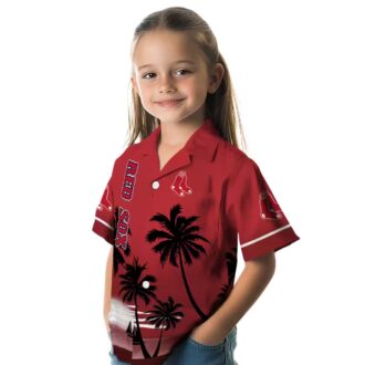 MLB Boston Red Sox Sunset Hawaiian Shirt - Red & Black Beach Shirt for Summer Fans