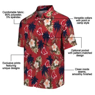 MLB Fan Boston Red Sox Hawaiian Shirt - Summer Palm Tree & Flower Design