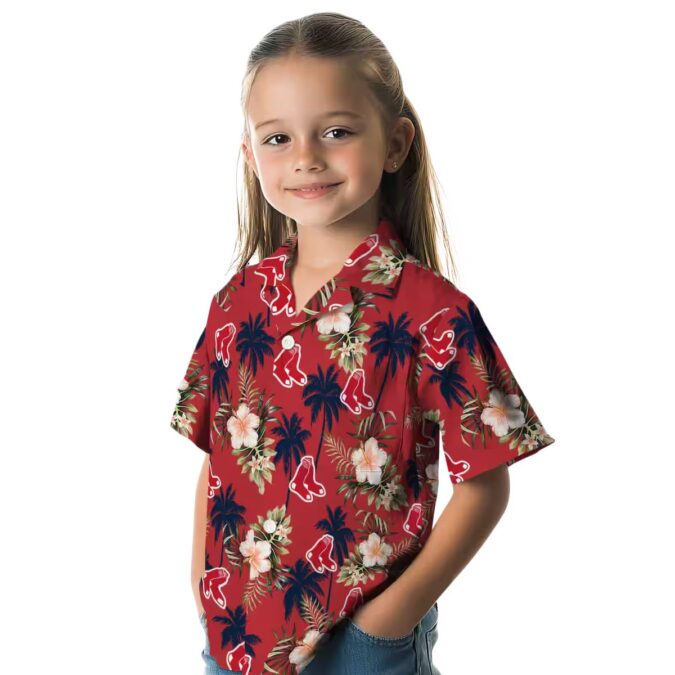 MLB Fan Boston Red Sox Hawaiian Shirt – Summer Palm Tree & Flower Design