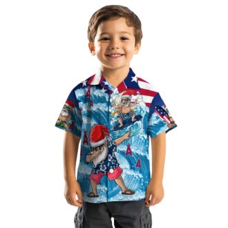 Buy Los Angeles Angels Surfing Santa Hawaiian Shirt - Blue Tropical Shirt for Christmas & Holiday Season