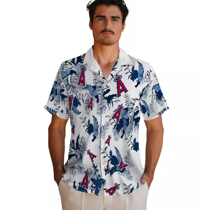 Custom Los Angeles Angels Hawaiian Shirt – Botanical Blue White Shirt for MLB Fans & Summer