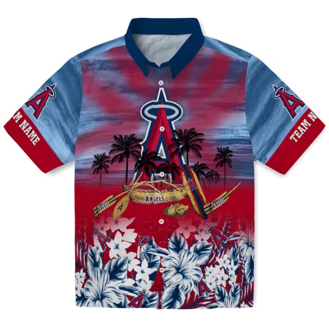Custom Los Angeles Angels Hawaiian Shirt – Tropical Canoe Blue for Men’s Summer