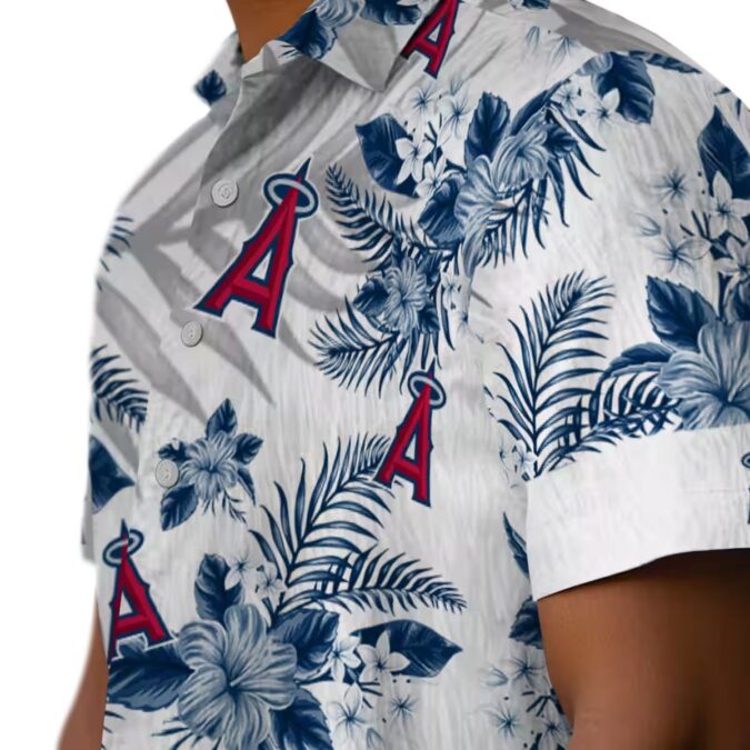 Exclusive Los Angeles Angels Hawaiian Shirt – Blue White Hibiscus Palm Leaves for Vacation