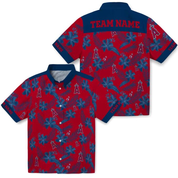 Limited Edition Los Angeles Angels Hawaiian Shirt – Red Botanical Print for US Fans