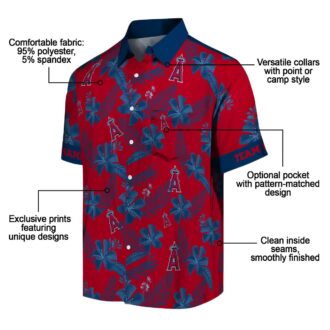 Limited Edition Los Angeles Angels Hawaiian Shirt - Red Botanical Print for US Fans