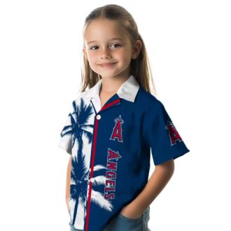 Los Angeles Angels Blue White Hawaiian Shirt - Palm Trees Summer Shirt for Beach Party