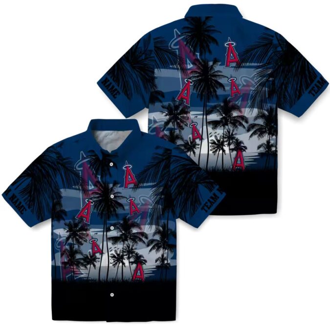 Los Angeles Angels Custom Tropical Botanical Hawaiian Shirt – Blue White Beach Style for Men