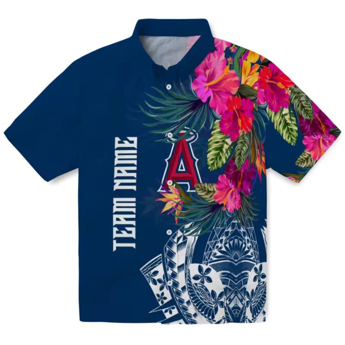 Los Angeles Angels Floral Polynesian Hawaiian Shirt – MLB Summer Beach Shirt for USA Fans