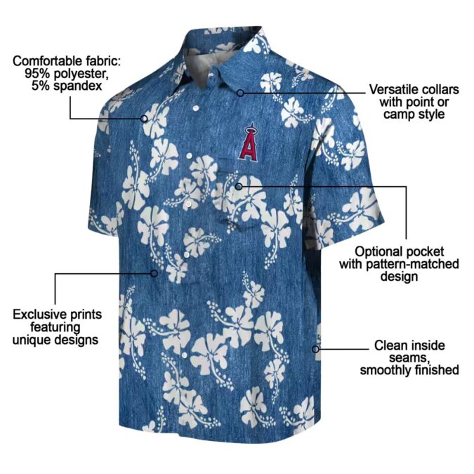 Los Angeles Angels Hibiscus Clusters Hawaiian Shirt – Blue Tropical Shirt for Summer Vacation