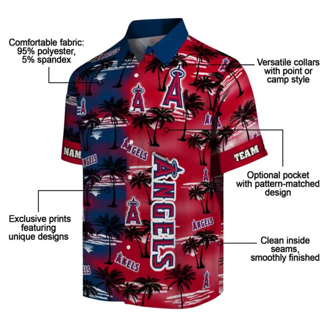 Los Angeles Angels Palm Silhouette Hawaiian Shirt, Custom Baseball Fan Gift