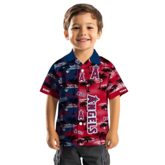 Los Angeles Angels Palm Silhouette Hawaiian Shirt, Custom Baseball Fan Gift