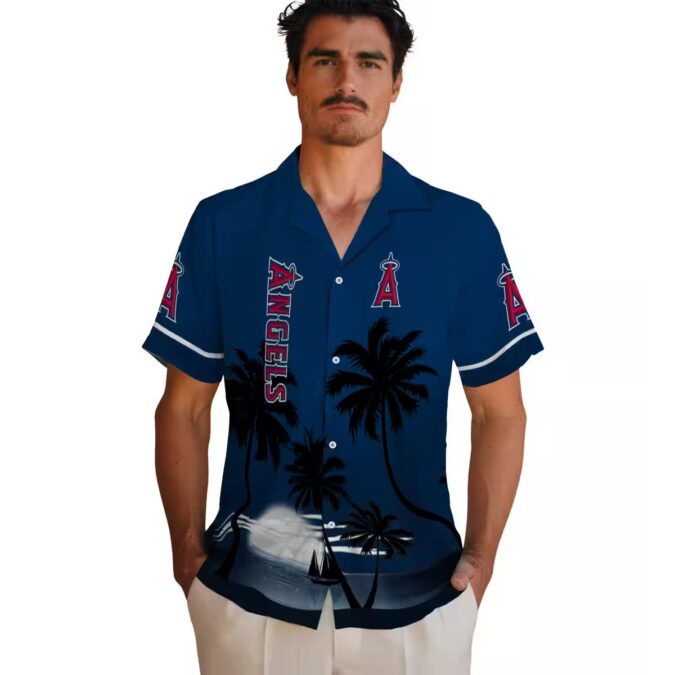 Premium Los Angeles Angels Sunset Hawaiian Shirt – Blue Black Beach Shirt for Vacation