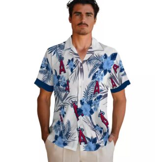 Shop Los Angeles Angels 4th of July Hibiscus Hawaiian Shirt - Blue White Tropical Baseball Shirt