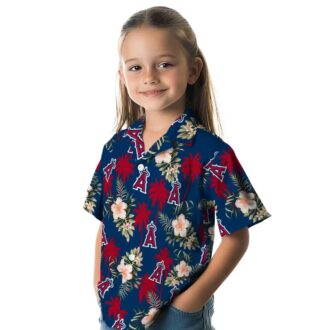 Shop Los Angeles Angels Palm Tree Floral Hawaiian Shirt - Blue Tropical Shirt for Beach Party