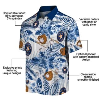Houston Astros Aloha Floral Baseball Hawaiian Shirt - Tropical Blue & White MLB Fan Apparel