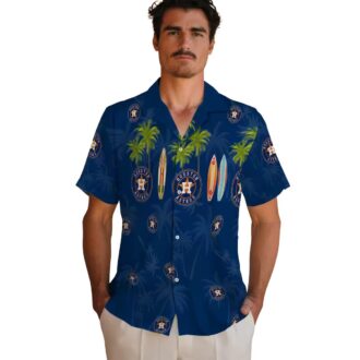 Houston Astros MLB Surfboard Palm Blue Hawaiian Shirt - Summer Beach Wear for Fans