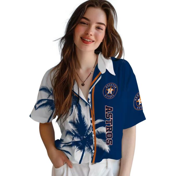 Houston Astros Palm Trees Blue White Hawaiian Shirt – MLB Team Apparel for Summer