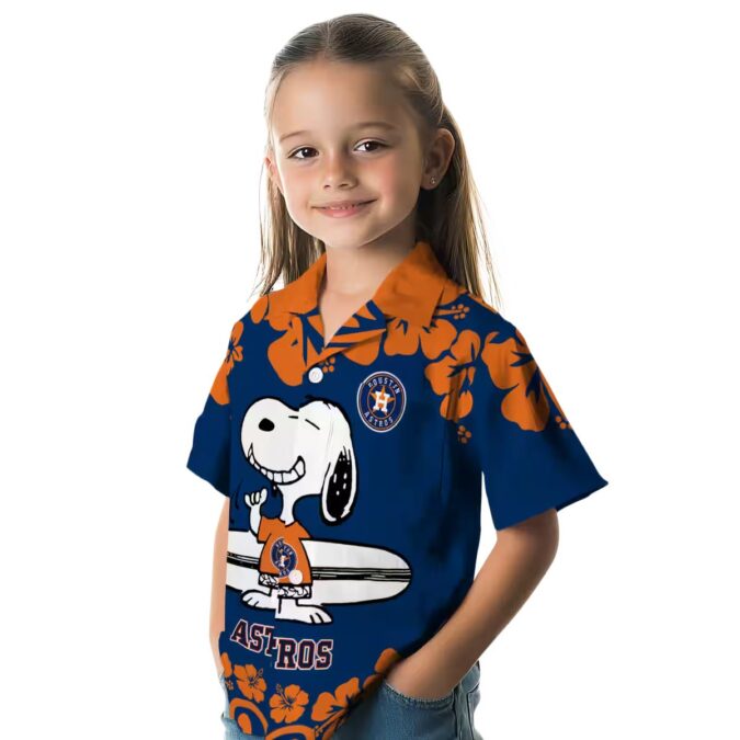 Houston Astros Snoopy Surf Hawaiian Shirt – Blue White Tropical Design for MLB Fans