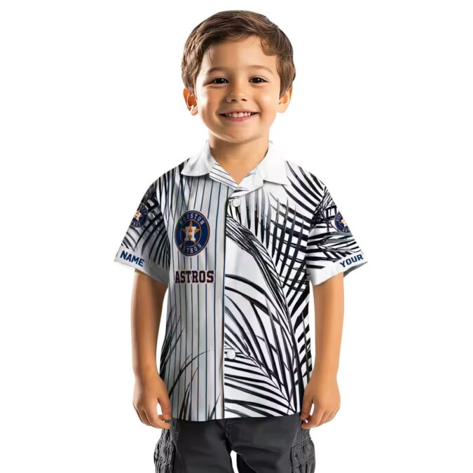 Limited Edition Houston Astros Hawaiian Shirt – Tropical Palm Stripes Blue Black White MLB Gear