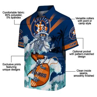 Tropical Houston Astros Hawaiian Shirt with Surfing Skeleton - Perfect for Summer Fans