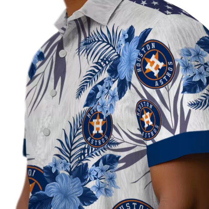 Unique Houston Astros Blue Hawaiian Shirt – Patriotic Hibiscus Design for Summer Beach