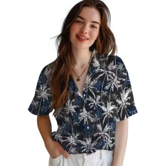 Detroit Tigers Palm Pattern Hawaiian Shirt - MLB Navy Black Tropical Shirt for Baseball Fans
